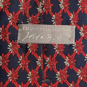 Lord & Taylor Mens Neck Tie Navy and Red Floral Pattern Excellent Condition